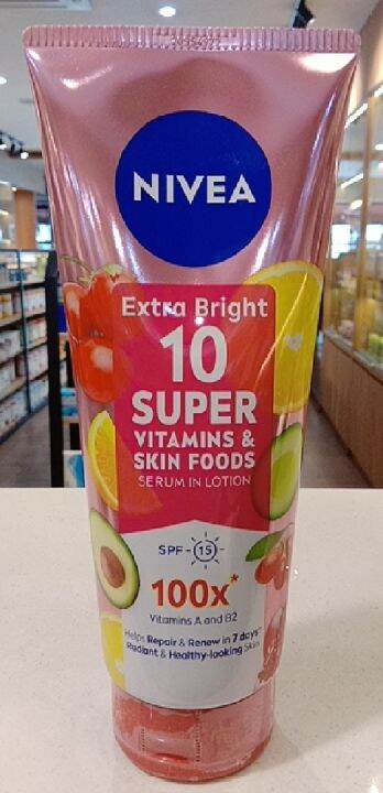 NIVEA EXTRA BRIGHT 10 SUPER VITAMINS SERUM IN LOTION SPF 15++ 320ML EXP ...