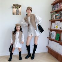 (KTL)Mom And Daughter Dress Parent-Child Matching Outfit Children Girl Dresses Dor Womens Clothing 2021 Autumn Mother And Me Blouse