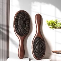 [Nai Nai comb]Boar Bristle Hair Brush Natural Beech Comb Hairbrush For Curly Thick Long Dry Wet Hair Detangler แปรงนวดผู้หญิง Woo