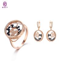 QSY Free Shipping Unusual Russian Brass Colorful Jewelry Set Earrings For Women Drop Rings For Women Cute 2021 Trend