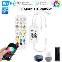 Magic Home WiFi RGB Double Head Music Controller LED Strip Lights Remote DC12V WS2811 WS2812B RGB LED Dimmer for Alexa Google