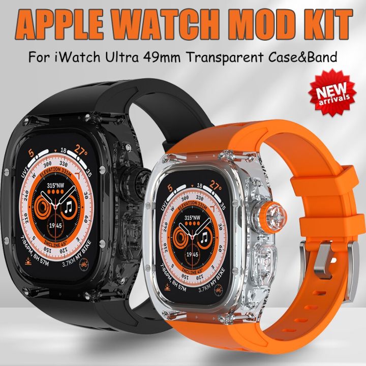 ชุดอุปกรณ์ดัดแปลงเคสและสายสำหรับนาฬิกา-apple-เคสโปร่งใสพิเศษสำหรับ-iwatch-series-49มม-สายยางกีฬาชุดแท่งอุปกรณ์เสริม-carterfa