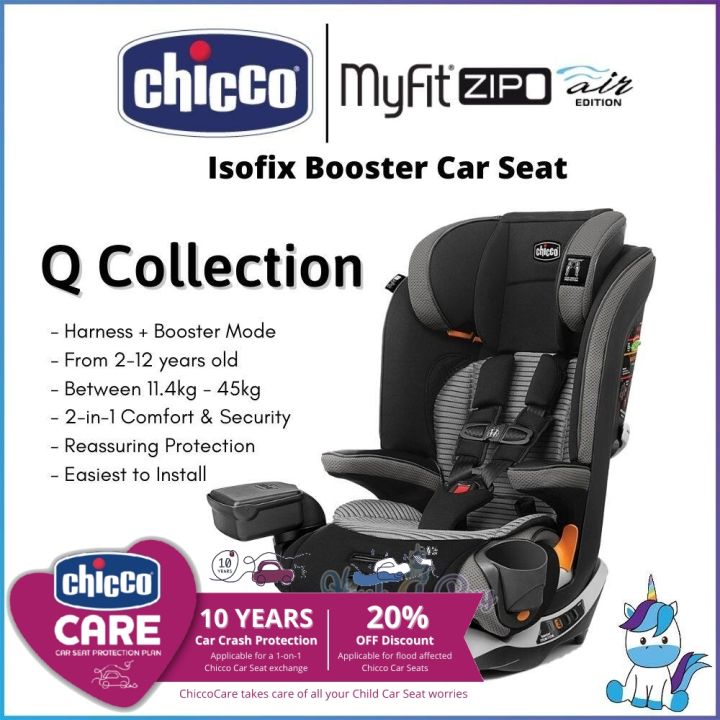 Chicco MyFit Zip Air 2-in-1 Harness+Booster Car Seat- Q Collection 2yrs+  (11.4-45.3kg) [1 YEAR WARRANTY] HUSHABUY Lazada