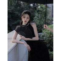 ใหม่สไตล์จีน R ปรับปรุง Cheongsam ผู้หญิงฤดูร้อน Black Halter ชุด Vintage Elegant Qipao ชุดหญิง Vestidos