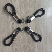 ¤ Car logo keychain with car logo metal keychain nylon braided rope key ring car key ring for audi for Mercedes Benz black