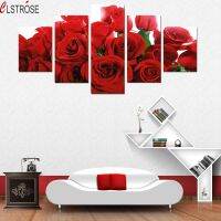 CLSTROSE Red Rose ดอกไม้ภาพวาดผ้าใบ Wall Art ตกแต่งบ้าน HD โปสเตอร์สำหรับห้องนั่งเล่นโรแมนติก Decor