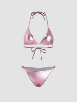 Cider PU Metallic Triangle Bikini Swimsuit