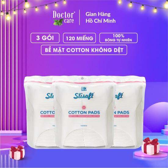 Combo 3 gói bông tẩy trang slisoft 120 miếng - ảnh sản phẩm 1