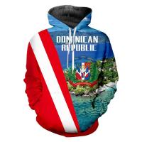 2023 style  New Arrival Couple Long Tops Pullover Dominican Republic National Flag Printing Comfort Warm Hoodies  Sweatshirts，can be customization