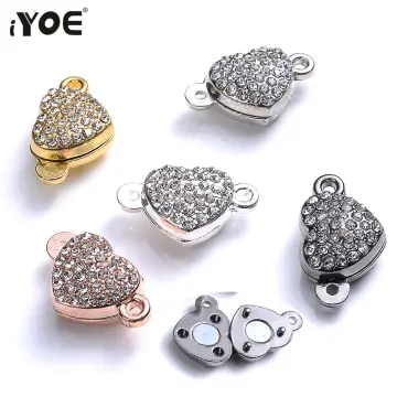 3pairs 18x11mm Crystal Heart Magnetic Claps With Lobster Clap End