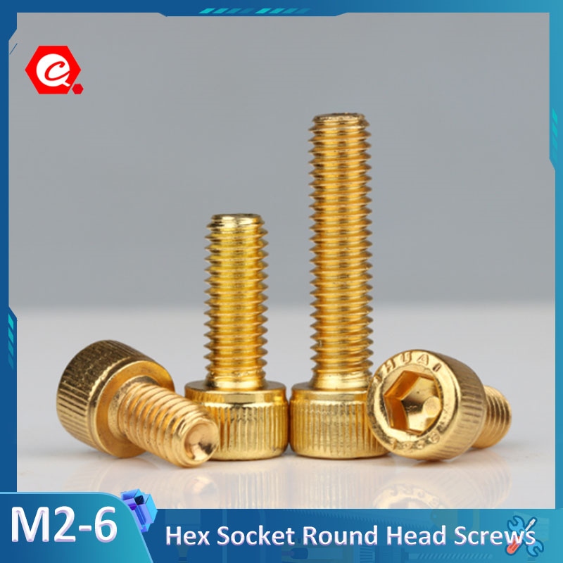 10pcs M2~M5 12.9 half round head hex socket screws Bolts titanium-plated golden 