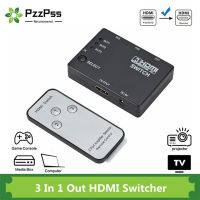 Pzzpss ตัวสลับสัญญาณ HDMI 3 In 1 Out 3ฮับพอร์ตกล่องสวิตช์อัตโนมัติ1080P HD 1.4พร้อมรีโมทสำหรับ HDTV XBOX360เครื่องฉาย DVD