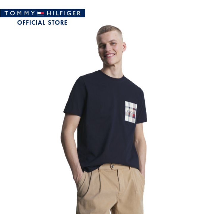 tommy-hilfiger-เสื้อยืดผู้ชาย-รุ่น-mw0mw32120-dw5-สีน้ำเงิน