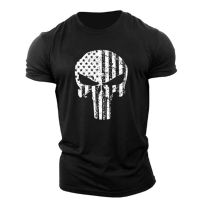 2023 Summer Men Fitness Gym T Shirts Man Skeleton Graphic Cotton T-Shirts Running Slim Fit Tops Tees Sport Muscle Clothing XS-4XL-5XL-6XL