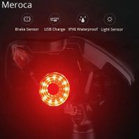 Meroca Smart Rear Light Bicycle Brake Sensor Bike Tail Light Rechargeable Auto On/Off Taillight High Visibility Flashlight LED