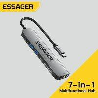 Essager USB C Hub 7 In 1 Type C 3.1 To 4K HDMI Adapter with RJ45 SD/TF Card Reader PD Fast Charge for MacBook Laptop Computer Adapters