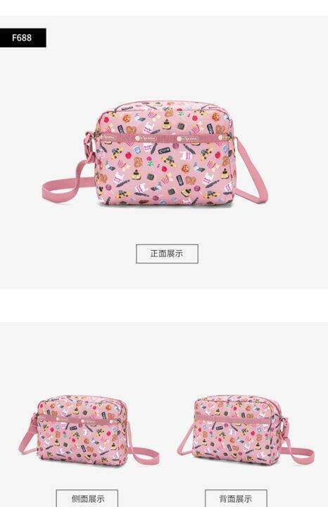 lesportsac-2023-กระเป๋าสี่เหลี่ยมขนาดเล็กกระเป๋าสะพายข้างแฟชั่นกระเป๋าสะพายพิมพ์ลาย2434