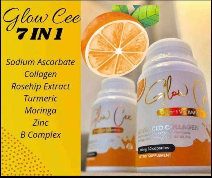 GLOW CEE Collagen 7 in 1 Vitamin C Advanced Collagen in 60 capsules or 30 Capsules per bottle by
