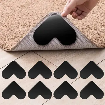 10pcs Rug Pad Grippers Non Slip Washable Grippers for Rug Anti Curling Reusable Rug Stopper Tape Corner Rug Stickers for Hardwood Floors,Tile Floors