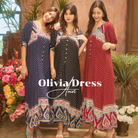 THONGYOY - Dress Olivia Anvi เดรสผ้าป่านคอกว้าง แขนตุ๊กตาลายดอกไม้ สไตล์โบฮีเมียน น่ารักซิปหลัง ฟรีไซส์