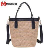 MOJOYCE แฟชั่นถังฟางกระเป๋าหญิงซัมเมอร์บีช PU ทอ Totes C Rossbody กระเป๋า