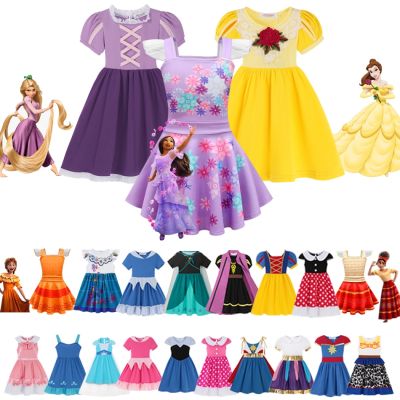 2022 Summer Girls Encanto Charm Isabela Dress Mirabel Costume Frozen Princess Elsa Anna Cinderella Kids Clothes Prom Party Dress