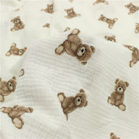【2023】ZENGIA 50*135cm Bear Double Gauze 100 Cotton Fabric For Baby ClothesSleepwearShirtsskirt tecido lugus
