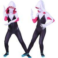 HomeSik เกว็นสแตซี Zentai Spider Man CostumeLycra Spandex ฮาโลวีนจั๊มสูทคอสเพลย์สำหรับเด็ก/ผู้หญิง