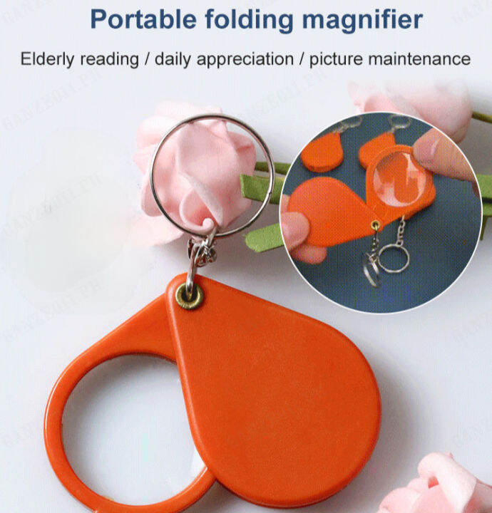 Compact Folding Keychain Magnifier made of Plastic with Clear Acrylic