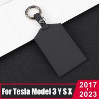 New Leather For Tesla Model 3 Y X S 2017-2021 2022 2023 2024 Car Card Key Holder Protector Case Cover Full Cover Accessories