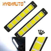 【CW】HYZHAUTO 2Pcs High Power COB Daytime Running Lights Straight Flexible LED Strip Car DRL Trunk Lamp White 12V 190x35mm