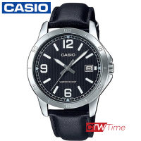 Casio Standard นาฬิกาข้อมือสุภาพบุรุษ สายหนัง รุ่น MTP-V004L-1BUDF (หน้าปัดสีดำ)