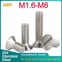 50/ 20/ 10pcs M1.6 M2 M2.5 M3 M4 M5 M6 M8 304 stainless Steel Metric Threaded Slotted Flat Countersunk Head Screw Bolt GB68