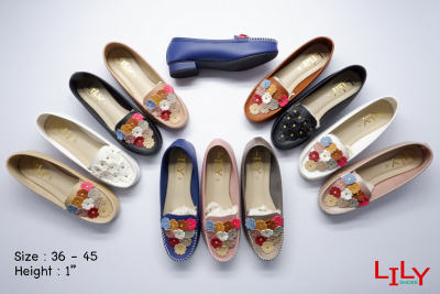รองเท้าคัทชู มีส้น แบบ New Flower ไซส์ 36 - 45