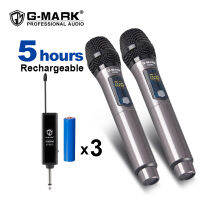 ไมโครโฟนไร้สาย G-MARK X220U UHF บันทึกคาราโอเกะไมค์พร้อมแบบชาร์จไฟได้3ก้อนทำงาน5ชั่วโมงสำหรับเสียงลำโพง