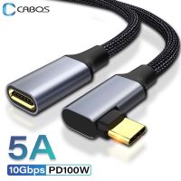 5A kabel ekstensi USB C Tipe C 3.1 PD100W pengisian cepat kabel pria ke Wanita perpanjangan kabel 90 derajat siku kanan bersudut USB C memperpanjang