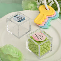 24pcslot Clear DIY Wedding Gift Baby Shower Favors Personalized Mini Transparent Plastic Candy with Customized Labels