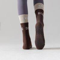 【YD】 2023 New Striped Calf Socks Pilates Cotton Silicone Mid-tube Non-slip