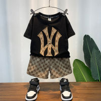 Boys Suit 23 New Korean Style Casual Fashionable Childrens Clothing Fashion Brand Short Sleeve Childrens Summer Fashionable Clothes Two-Piece Set