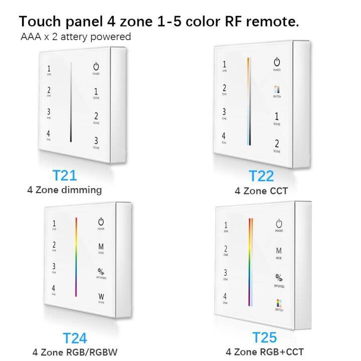 quality-รีโมทแผงสัมผัสอัจฉริยะ4โซน-t21-t22-t24-t25-2-4ก-การหรี่แสงได้-rgb-rgbw-rgb-cct-ตัวควบคุมไฟ-led-ความสว่างสำหรับแถบไฟ-led