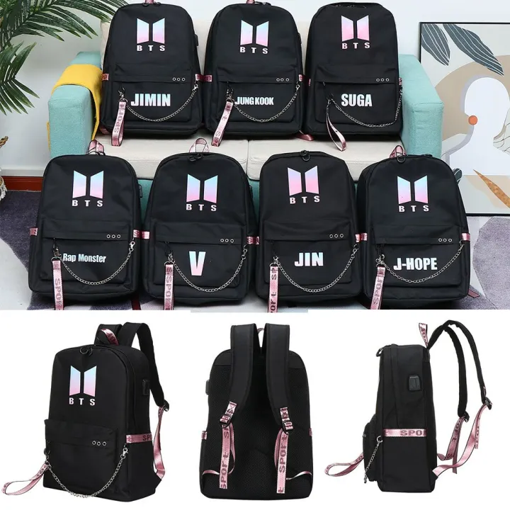 Alikpop Kpop BTS Backpack Jimin Suga Jin Taehyung V Jhope Jungkook Merchandise Korean Casual Backpack Daypack Laptop Bag College Bag Book Bag School