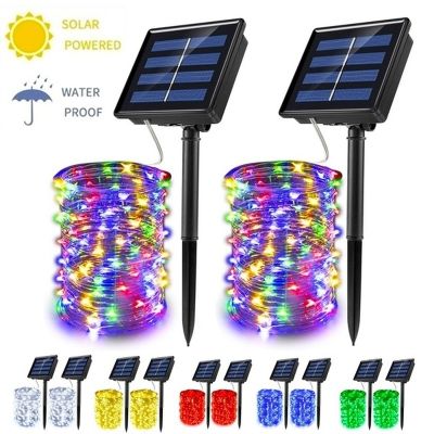 1Pcs Solar String Lights 8 Modes Copper Fairy Outdoor Waterproof Decoration for Garden, Patio, Yard, Gate, Party, Wedding