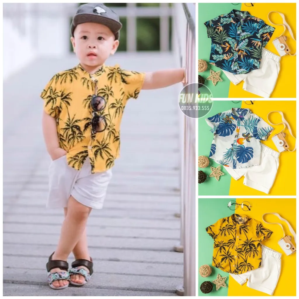 Bộ Quần Áo Cho Bé ? Hot Trend ? Bộ Đũi Đi Biển Cho Bé Trai Và Bé Gái. Từ 8  Đến 21Kg.Set Trang Phục Cho Bé Tháng Mát | Lazada.Vn