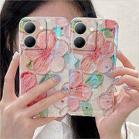 เคสโทรศัพท์Vivo Y27 5G Y36 5g 2023 ใหม่ 3D การออกแบบภาพวาดสีน้ำมัน Peach Blossom Pattern ความคุ้มครองเต็มรูปแบบกล้องป้องกันซิลิโคนอ่อนนุ่มเคส Vivo Y27 5G เคสโทรศัพท์ที่สวยงามฝาครอบ