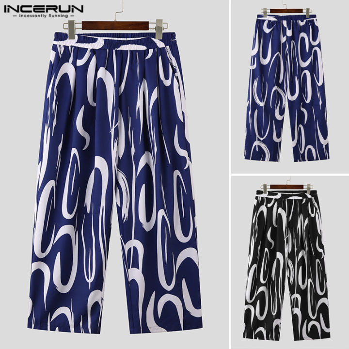 incerun-กางเกงขาตรงขากว้างสำหรับผู้ชาย-สไตล์เกาหลี