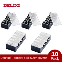 Delixi ขั้วต่อเทอร์มินัลบล็อก4ตำแหน่ง10ชิ้น25a 600V สกรูสองแถวไฟฟ้ากระจายพลังงานแผงกั้นปลายสายไฟ