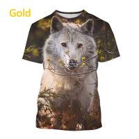 2023 newNew Beast Wolf Short Sleeve T-Shirt Mens Fashion Cool Forest Animal Hip Hop Style Print Crew Neck Streetwear Top