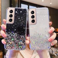 ฝาหลังซิลิโคนใสเคสนิ่มใส่โทรศัพท์ S23ultra + S23 S23FE ปลอกสำหรับ Samsung Galaxy กากเพชรส่องแสงเป็นประกายวิบวับ