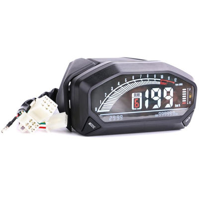 Motorcycle Universal LCD Meter Speedometer 6-Speed HD Digital Display Odometer Tachometer with Sensor Accessories