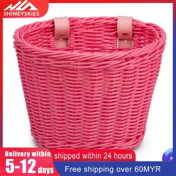 Rattan Bicycle Front Basket Handwoven Kid Adult Bike Handlebar Carrier Bag